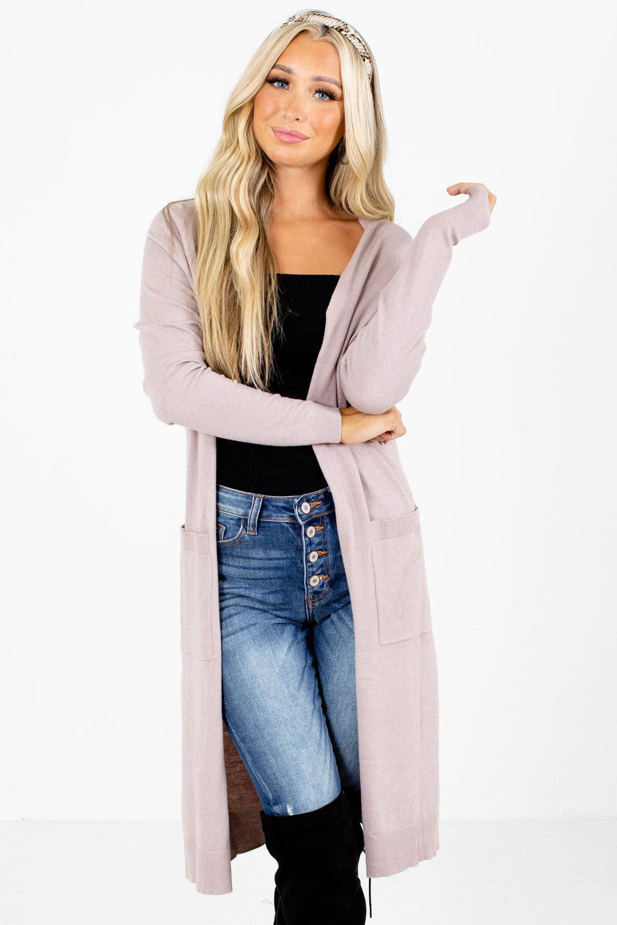 Light Purple Boutique Cardigans with Pockets for Women