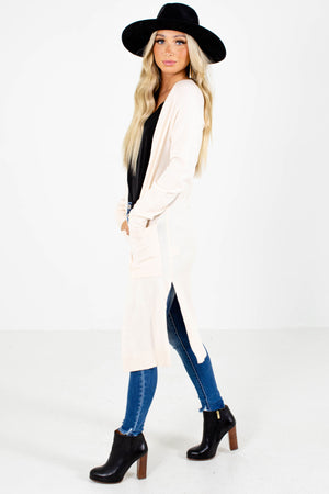 Cream Boutique Cardigan with Pockets for Women