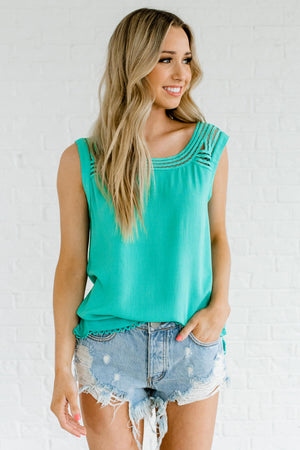 Women's Turquoise Blue Cute and Comfortable Boutique Tops
