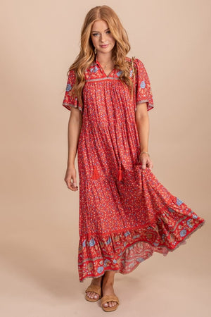 maxi dress with tassles and tiered skirt 