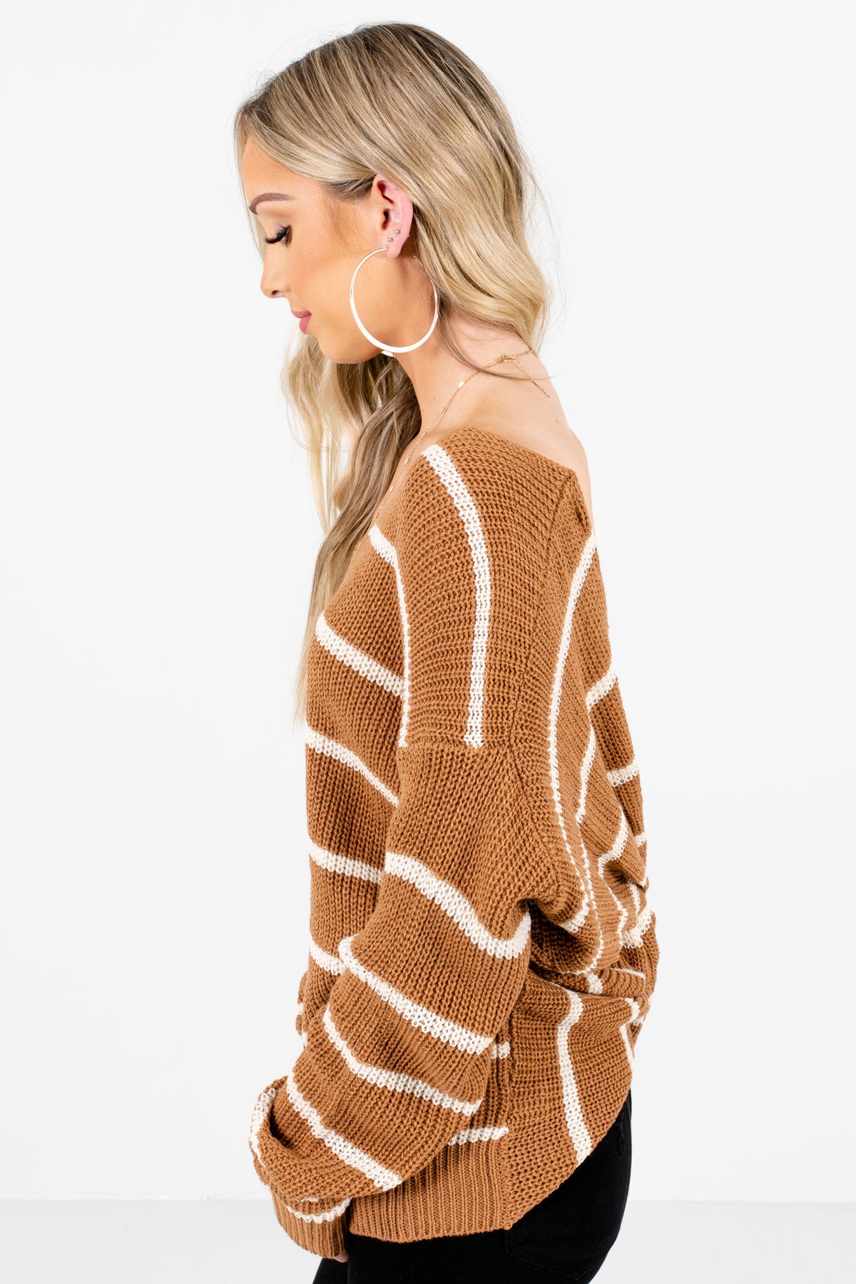 Brown Infinity Knot Back Boutique Sweaters for Women