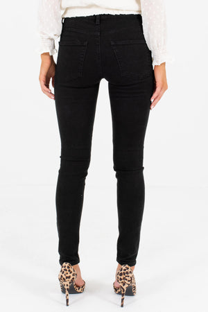 Women's Black O-Ring Zipper Boutique Skinny Jeans
