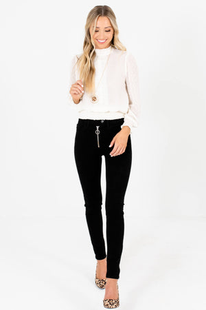 Women's Black Front and Back Pockets Boutique Skinny Jeans