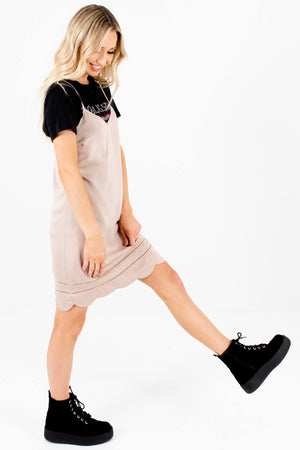 Taupe Brown Satin Slip Mini Dresses Affordable Online Boutique