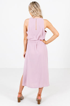 Women's Pink Side Hem Slit Boutique Midi Dress