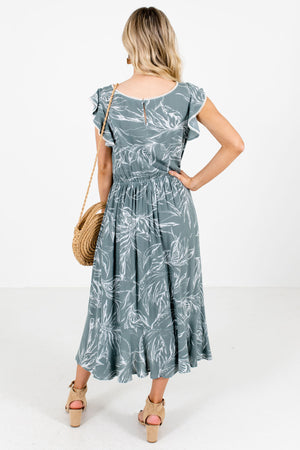 Women's Green Boutique Midi Dresses with Pockets