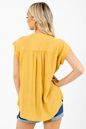 Women's Yellow Business Casual Boutique Shirt