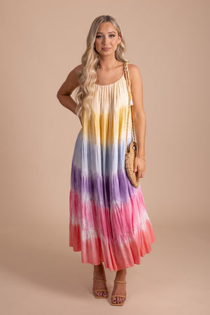 women's colorful boho tie dye summer maxi dress