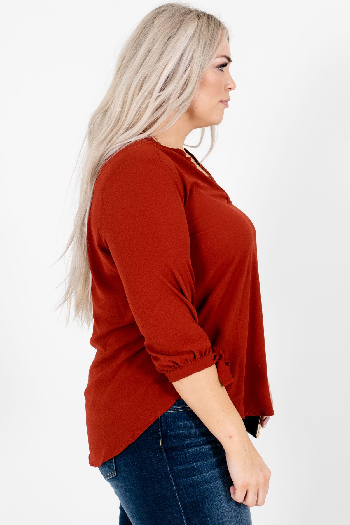Rust Red Business Casual Boutique Blouses for Women