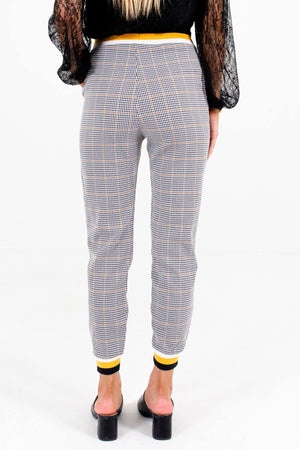 Plaid pants 2025 with yellow stripe