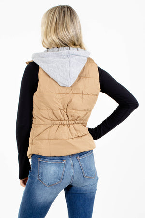Women's Brown Boutique Vests with Pockets