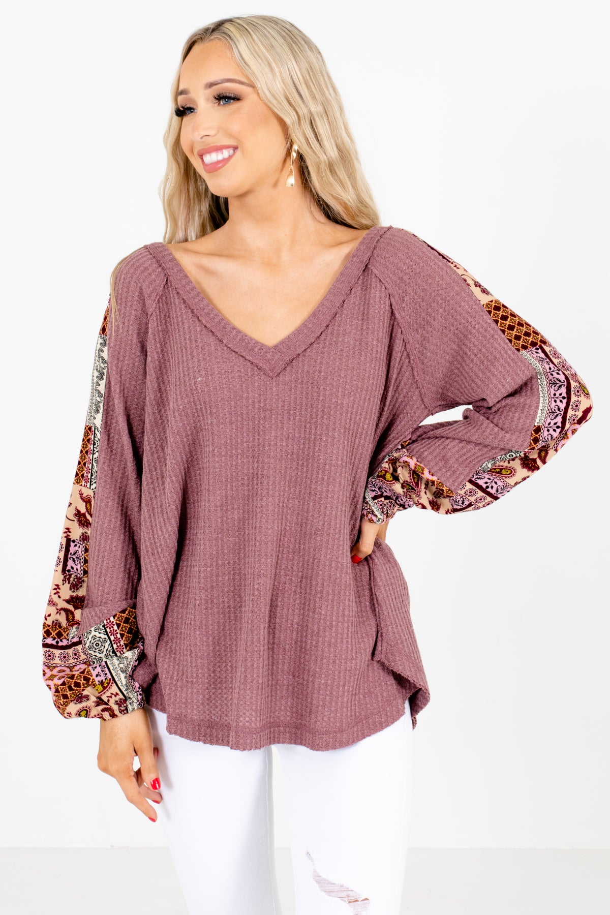 Purple Bishop Sleeve Boutique Blouses for Women