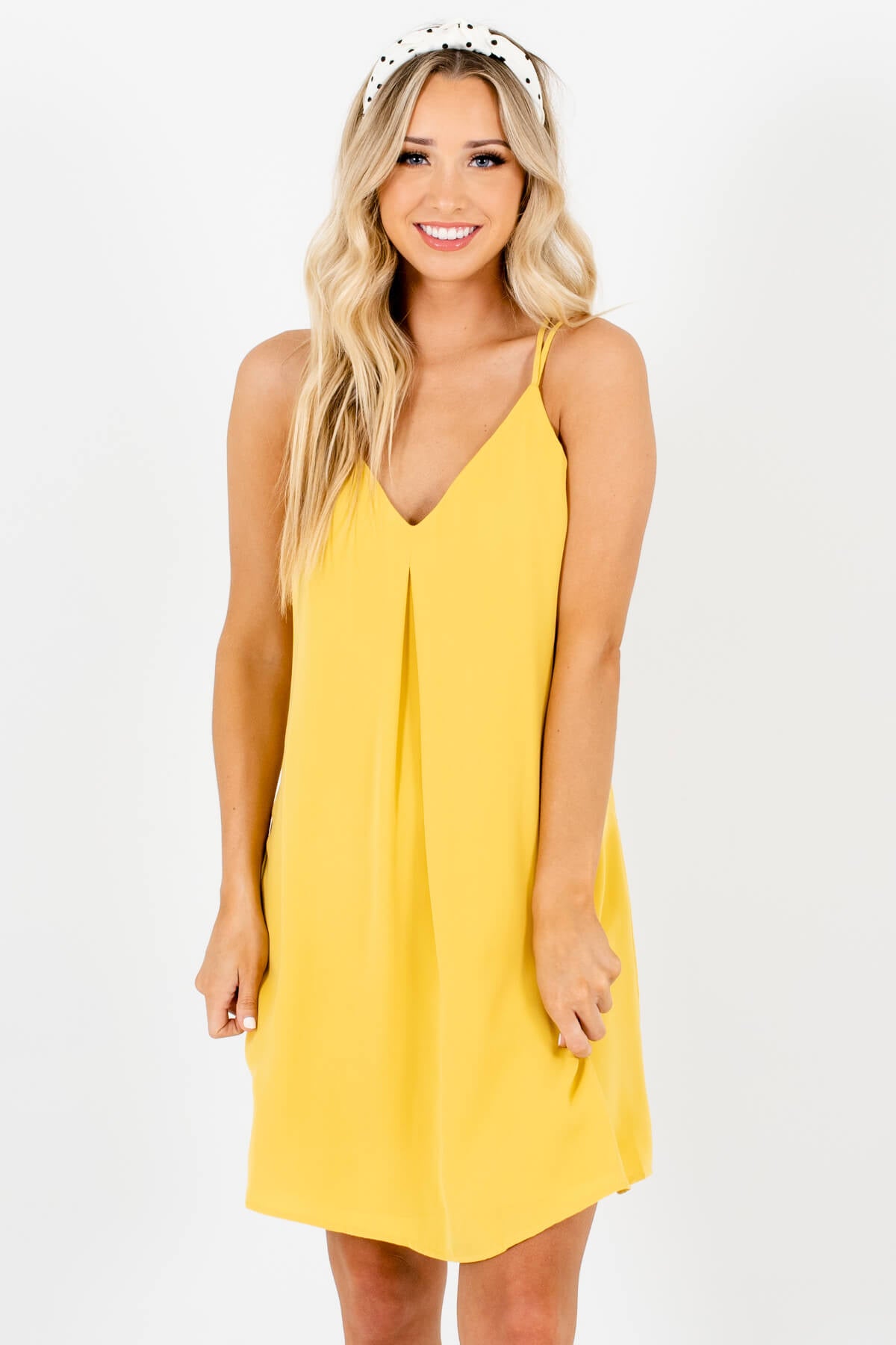 Women's Yellow Lightweight Material Boutique Mini Dress
