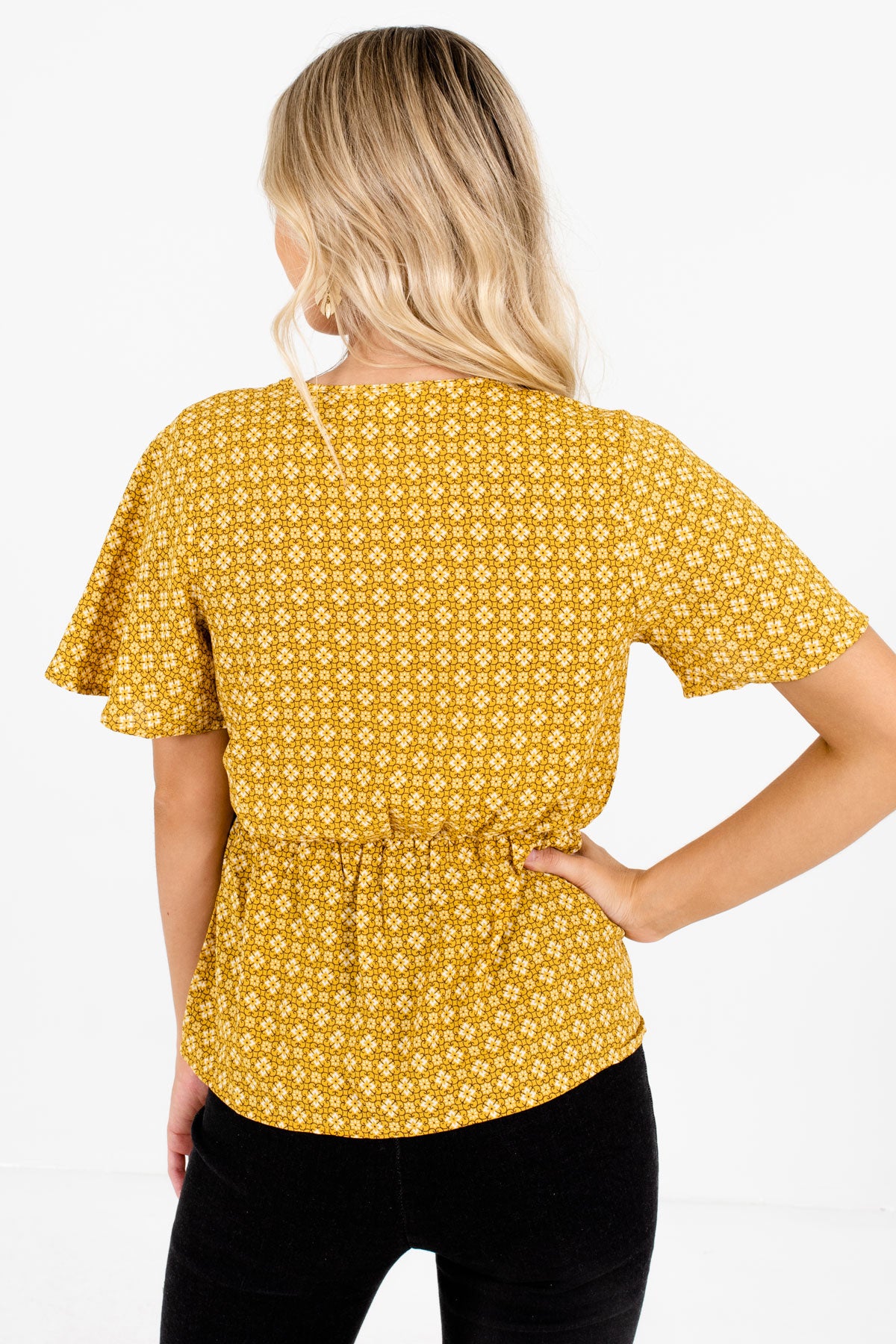 Women’s Mustard Yellow Wrap Style Boutique Blouse