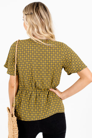 Women’s Olive Green Wrap Style Boutique Blouse