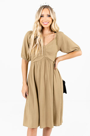 Light Olive Green Knee-Length Boutique Dresses for Women
