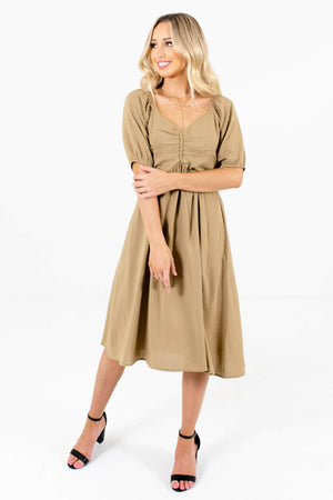 Light Olive Green Cute and Comfortable Boutique Dresses for Women