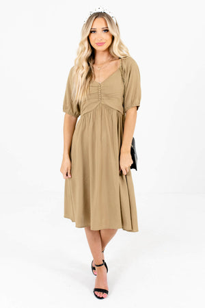 Light Olive Green Fall Trend Boutique Knee-Length Dresses for Women