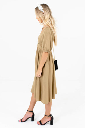 Light Olive Green Boutique Dress with Back Zippers for Women