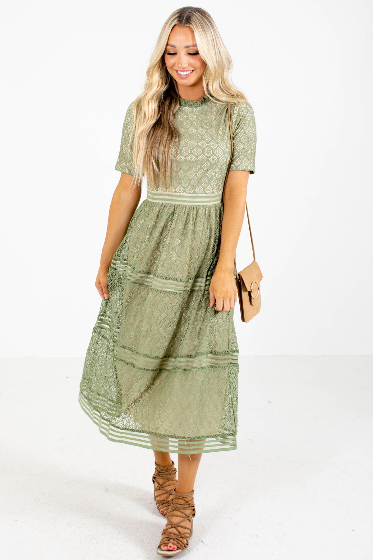 Women's Green Lace Material Boutique Dress