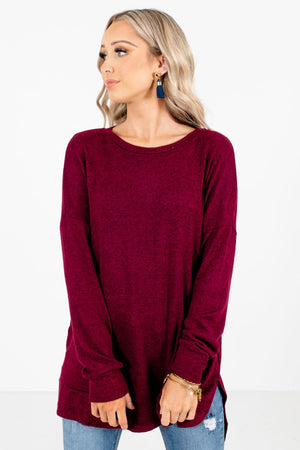 Women's Burgundy Cozy and Warm Boutique Tops