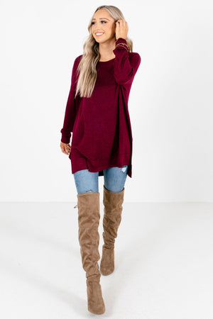 Burgundy Cute and Comfortable Boutique Tops for Women