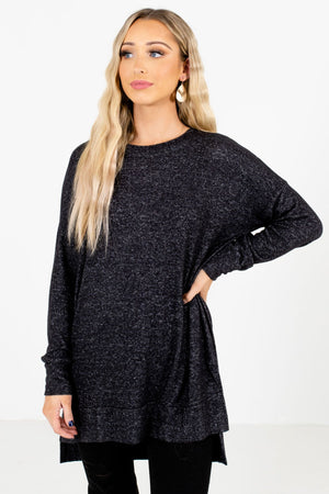 Charcoal Gray High-Quality Soft Material Boutique Tops for Women