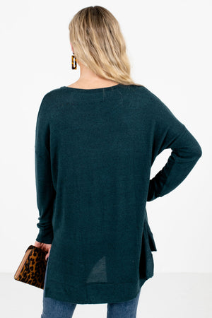 Women’s Teal Green Split High-Low Hem Boutique Top