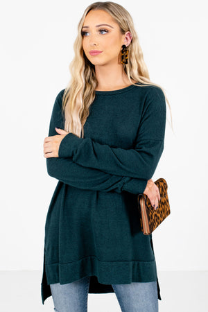 Women’s Teal Green Long Sleeve Boutique Tops