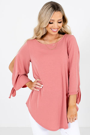 Pink Split Sleeve Boutique Blouses for Women