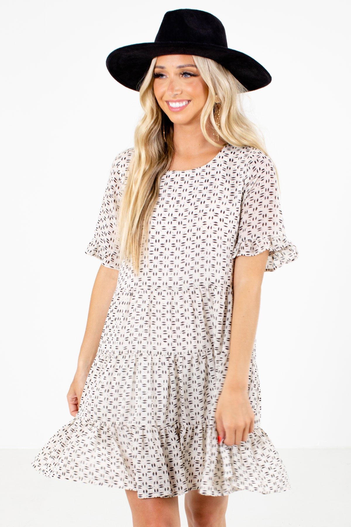 Women's Cream Cute and Comfortable Boutique Dress