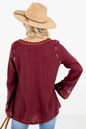 Women's Purple Split V-Neckline Boutique Tops