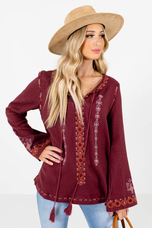 Women's Purple Bohemian Style Boutique Tops