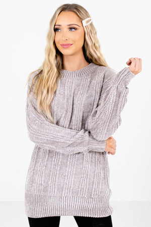 Women's Gray Super Soft Boutique Chenille Sweater