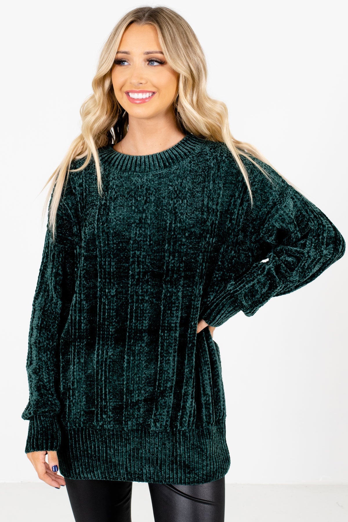 Emerald green hot sale chenille sweater