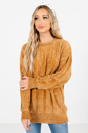 Mustard High-Quality Knit Material Boutique Sweaters for Women