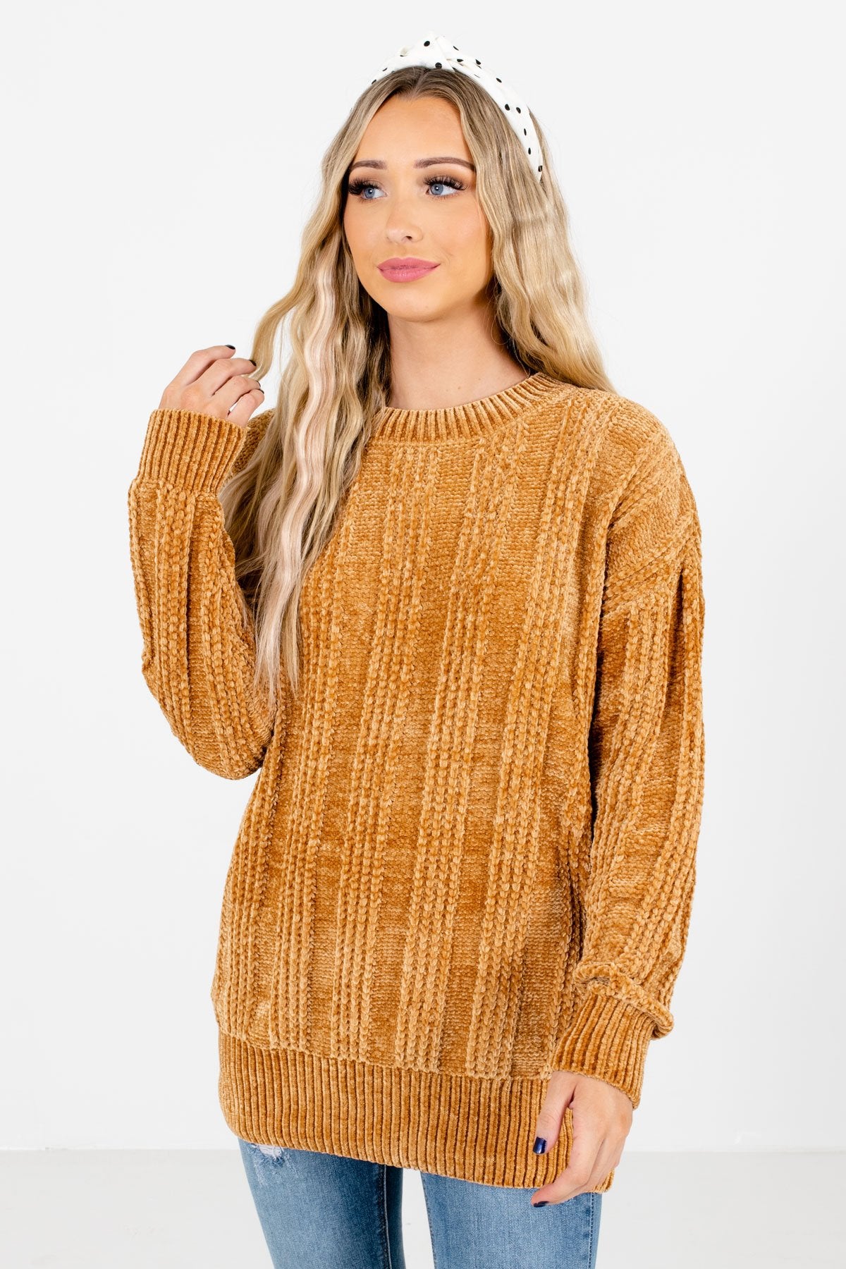Women's Mustard Long Sleeve Boutique Sweater