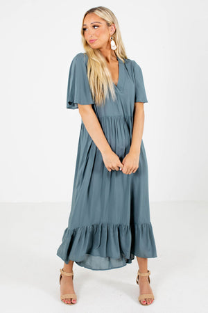 Women's Teal Blue Spring and Summertime Boutique Maxi Dress