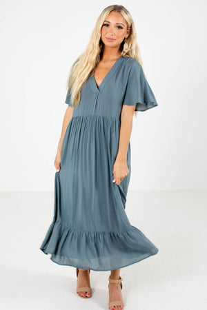 Women's Teal Blue Cute and Comfortable Boutique Maxi Dress