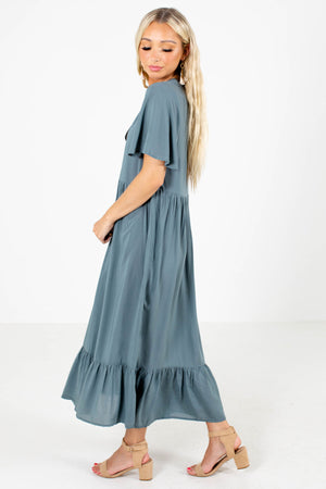 Teal Blue Lightweight Material Boutique Maxi Dresses for Women