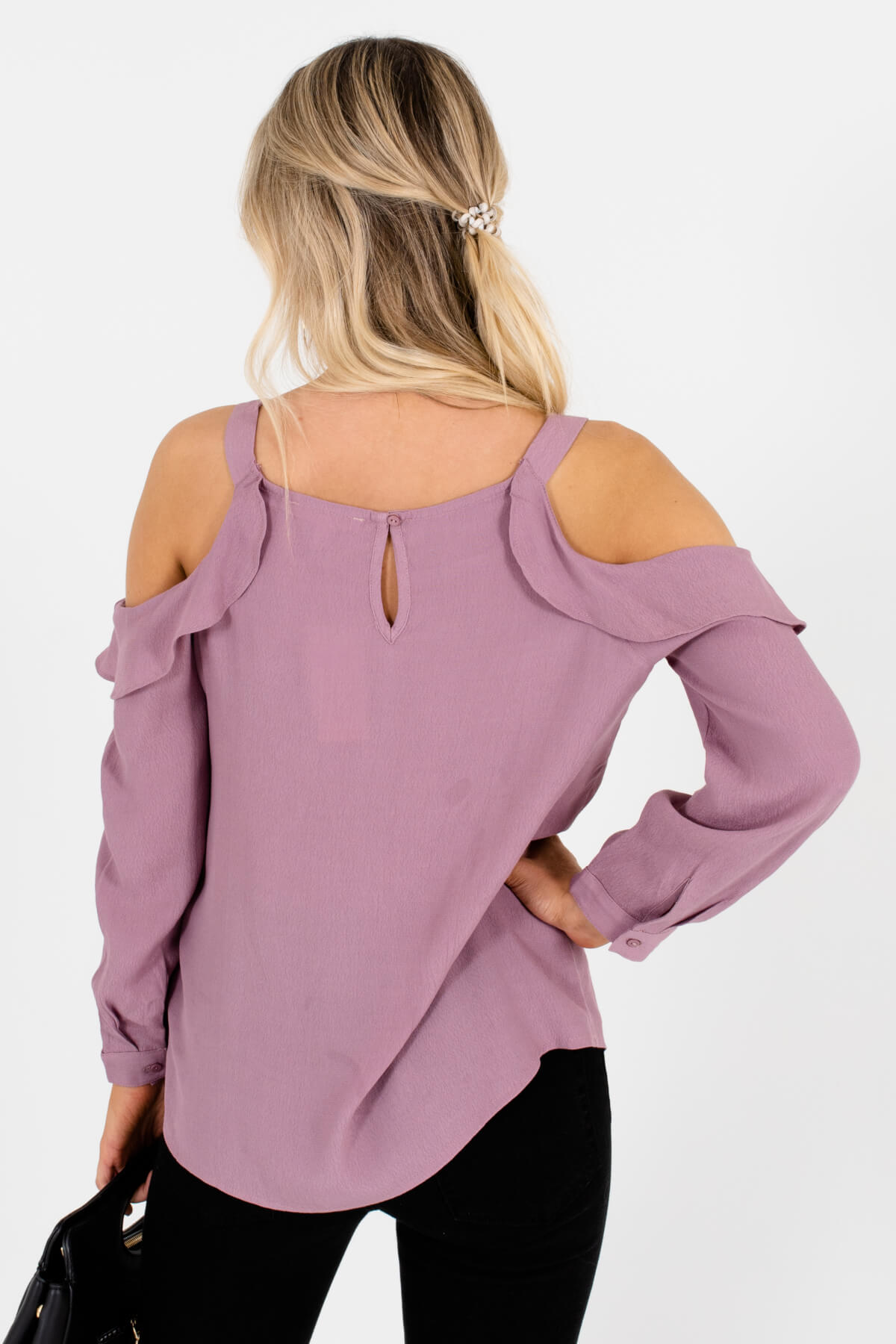 Way To My Heart Purple Cold Shoulder Top