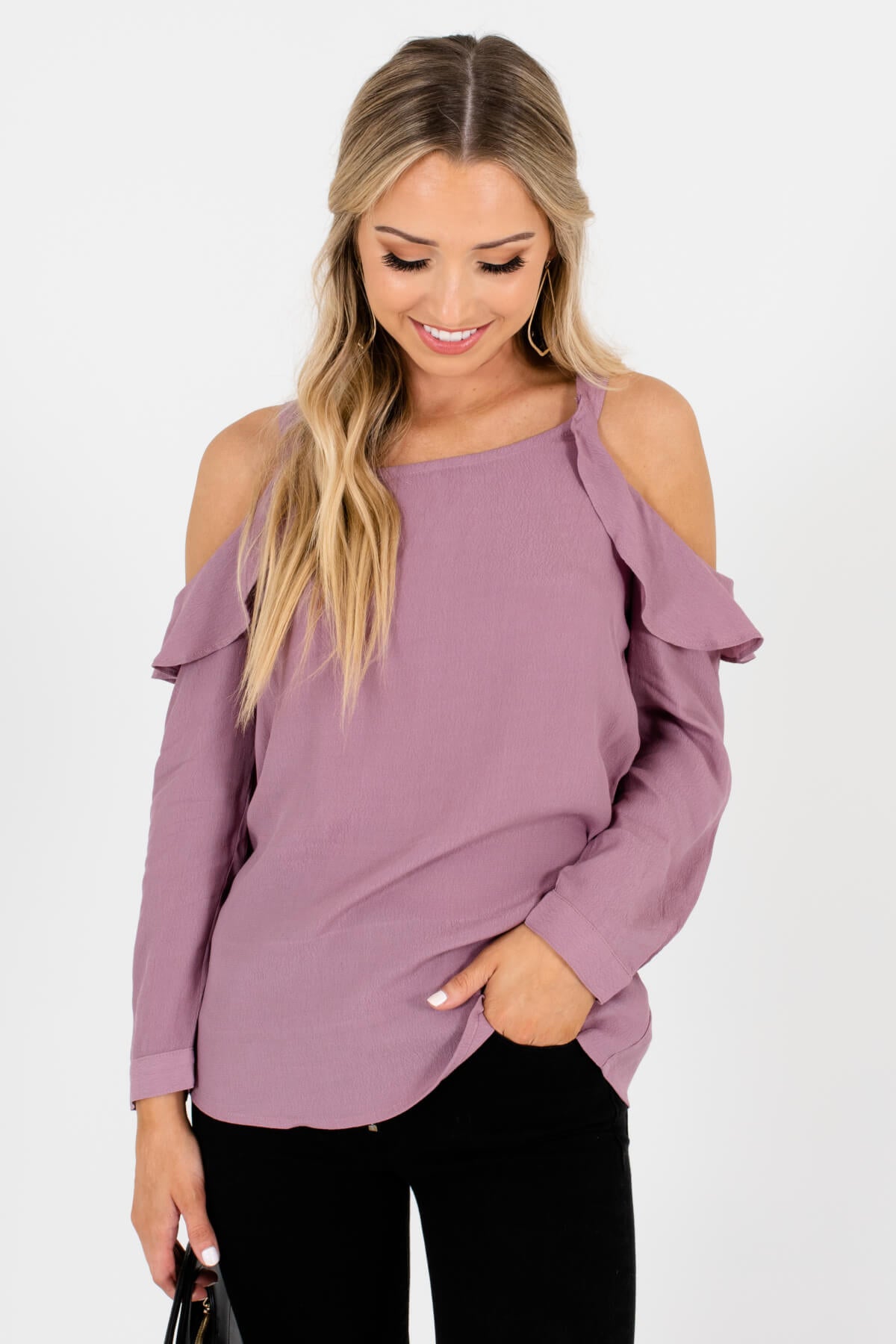 Lavender cold best sale shoulder top