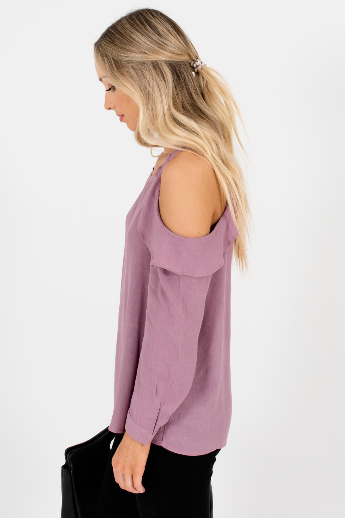 Women's Purple Ruffle Sleeve Overlay Boutique Tops