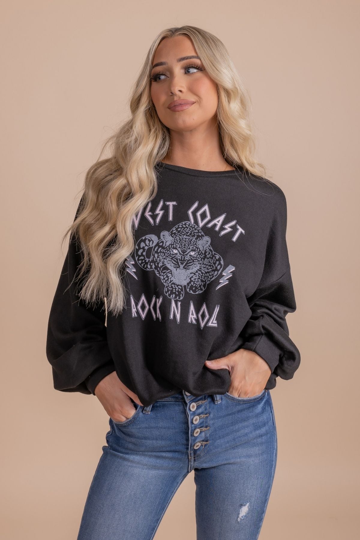 Womens Graphic Oversized Sweatshirt "west coast rock n roll"