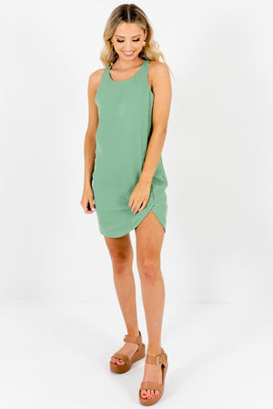 Light Green Asymmetrical Seam Boutique Mini Dresses