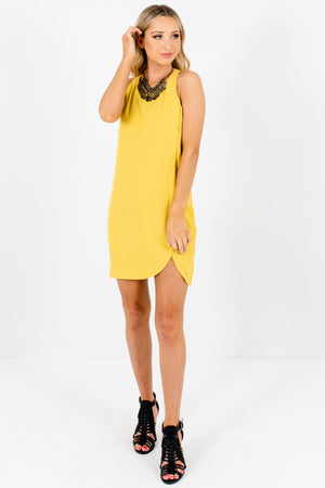 Chartreuse Yellow Asymmetrical Seam Boutique Mini Dresses