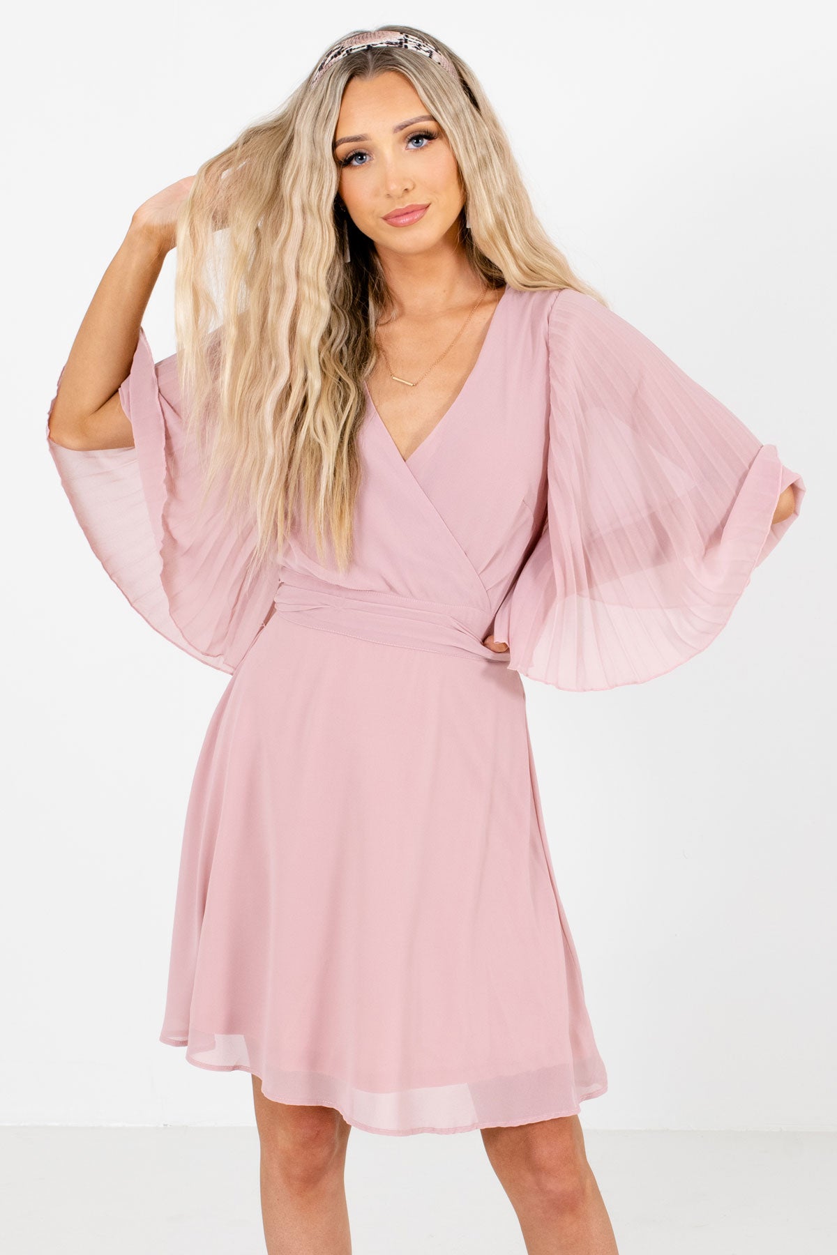 Light Pink Mini Length Boutique Dresses for Women