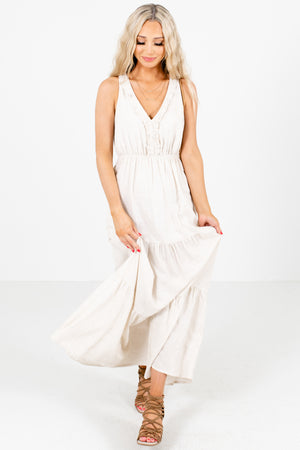 Beige Cute and Comfortable Boutique Maxi Dresses for Women