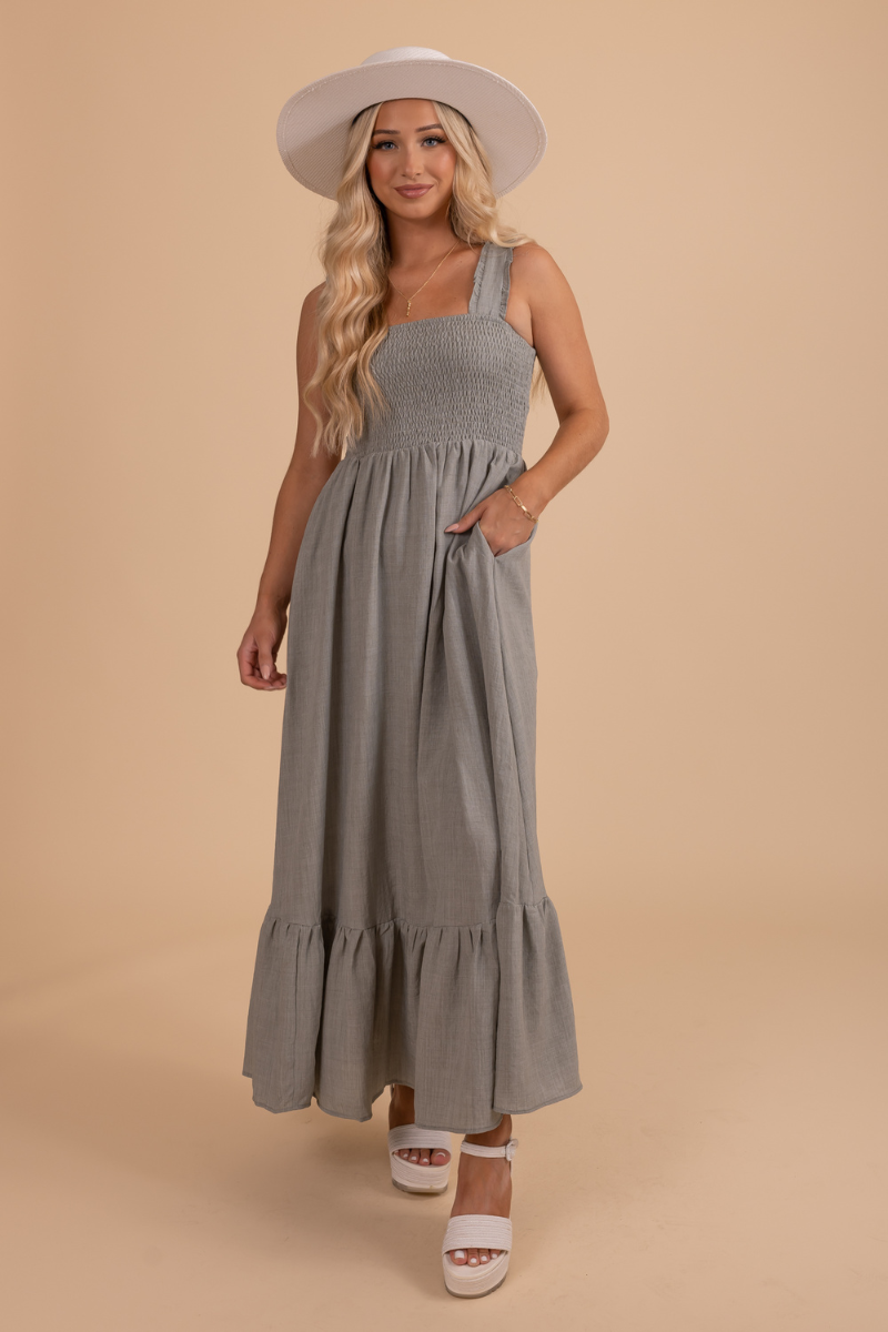 boutique women's maxi dress in sage green