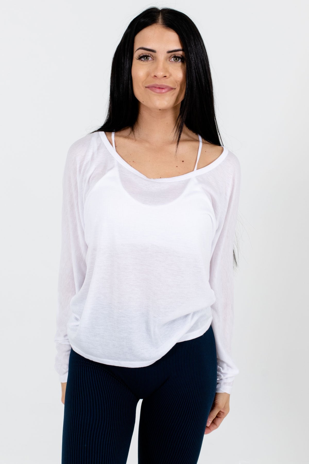 White Layering Boutique Active Tops for Women